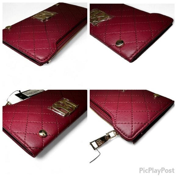 Badgley Mischka Long Diamond Quilted Card Wallet - Wine/Red, NWT - Picture 10 of 12